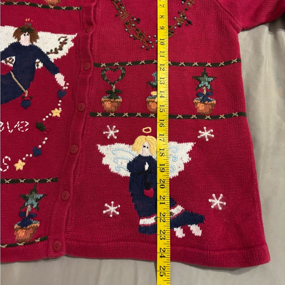 Vintage Quacker Factory Angel Christmas Cardigan | Size L Holiday - Picture 11 of 14